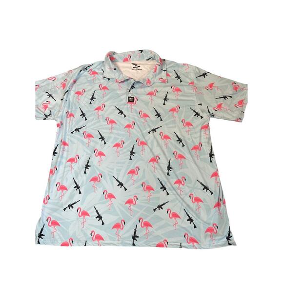 EAgle six Golf Polo flamingo gun pale blue funny Moisture wicking Athletic  XXL - Picture 2 of 6